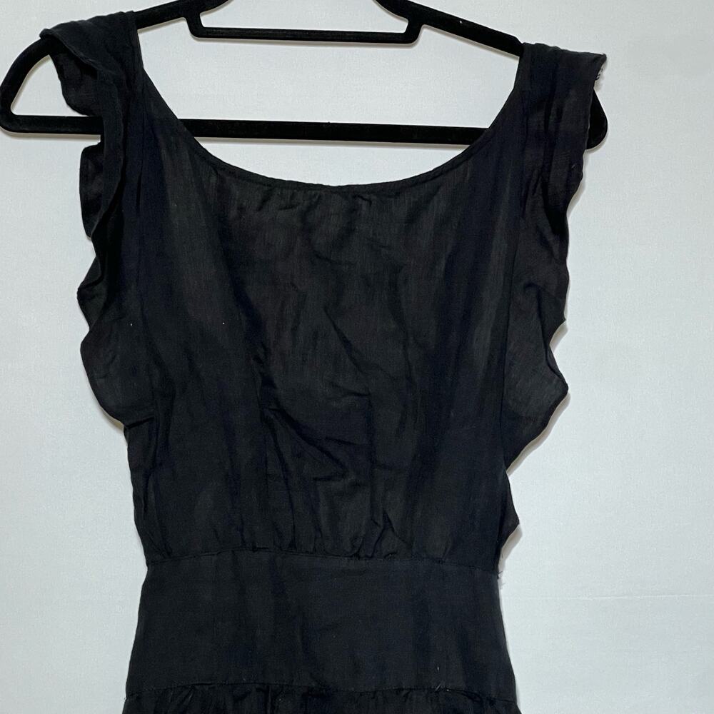 Free People Ruffle Trim Cut Out Erin Mini Dress Black Linen Womens Size XS NWT - Picture 4 of 10